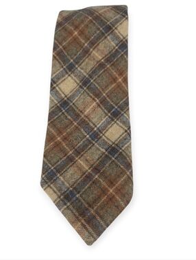 Pendleton Men's Brown Plaid 100% Virgin Wool Necktie Vintage Made in USA